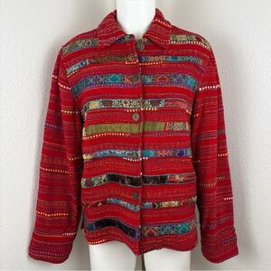 Vintage Coldwater Creek Red Textured Knit Jacket